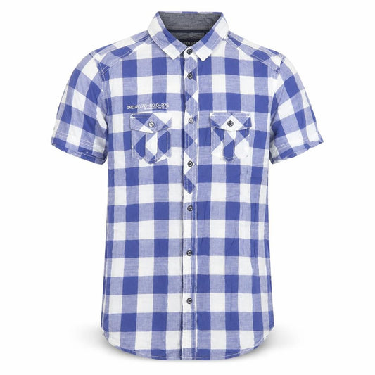 Industrialize Mens Blue Check Cotton Button-Up Size S Collared Button