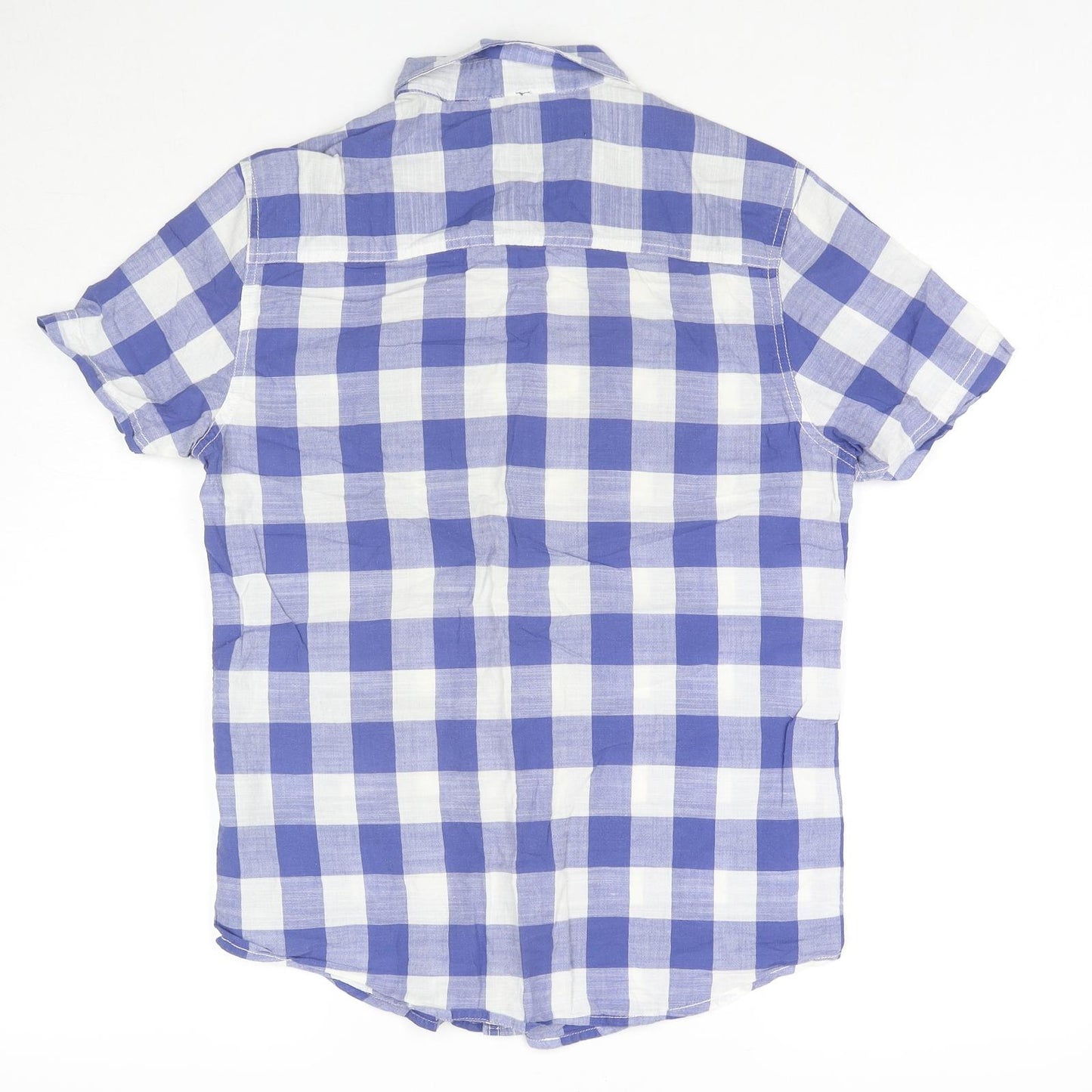 Industrialize Mens Blue Check Cotton Button-Up Size S Collared Button