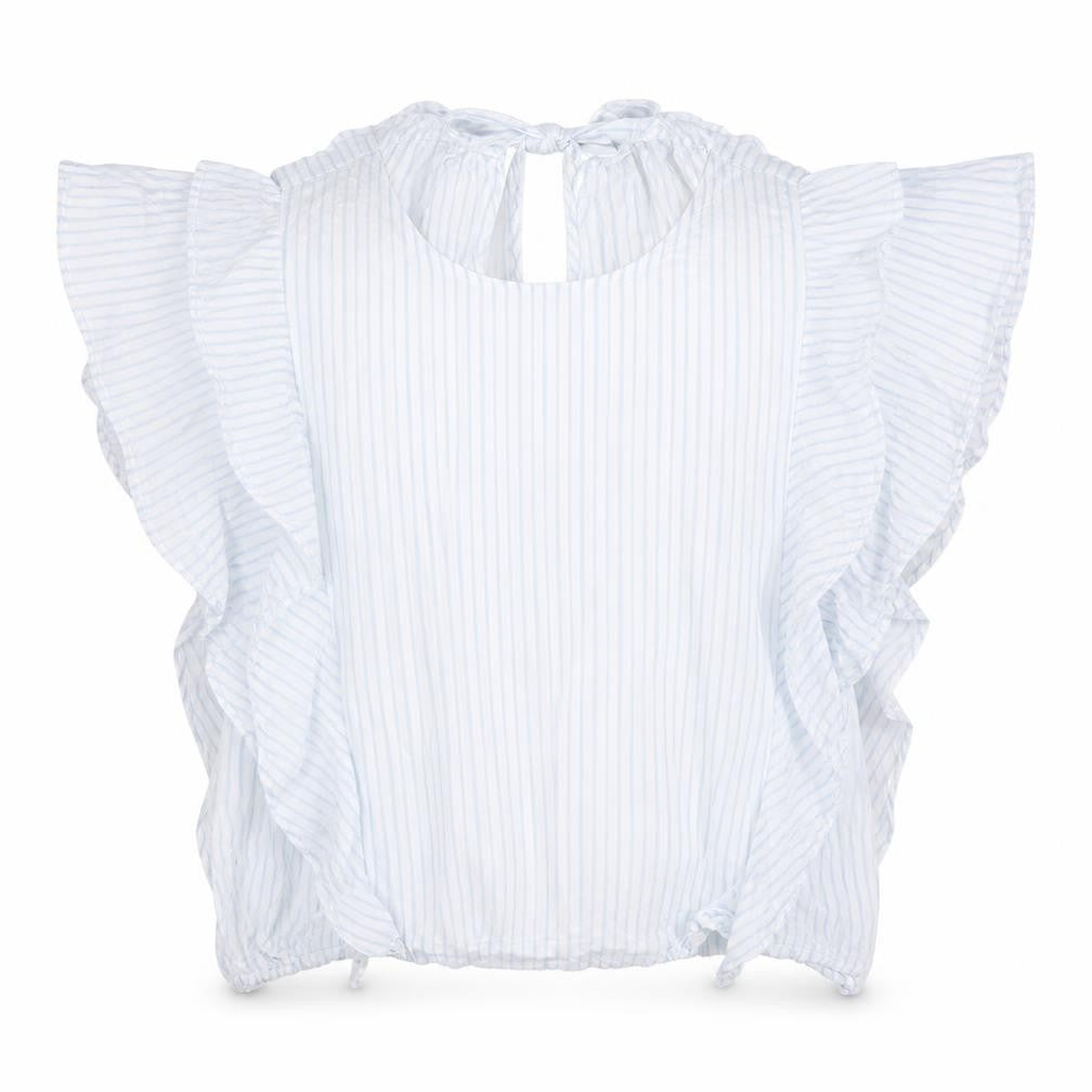 Zara Womens Blue Striped Viscose Basic Blouse Size M Round Neck