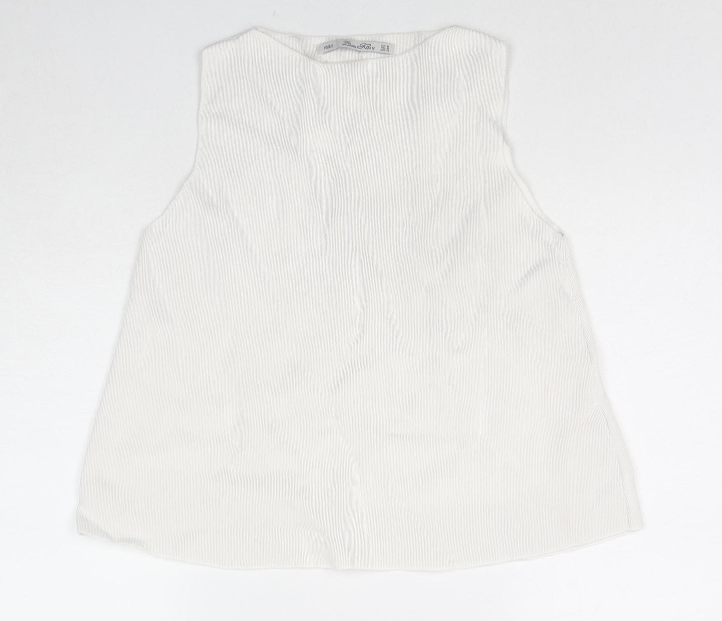 Zara Womens White Viscose Basic Tank Size M Round Neck
