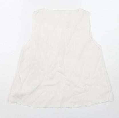 Zara Womens White Viscose Basic Tank Size M Round Neck