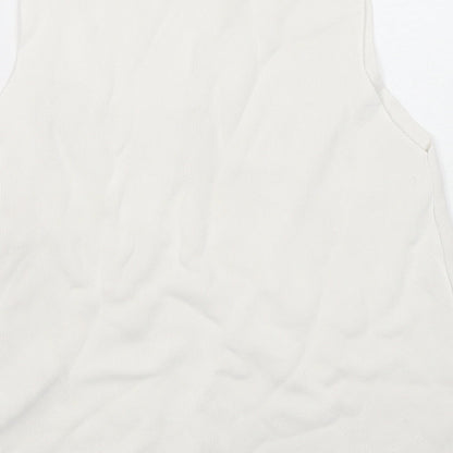 Zara Womens White Viscose Basic Tank Size M Round Neck