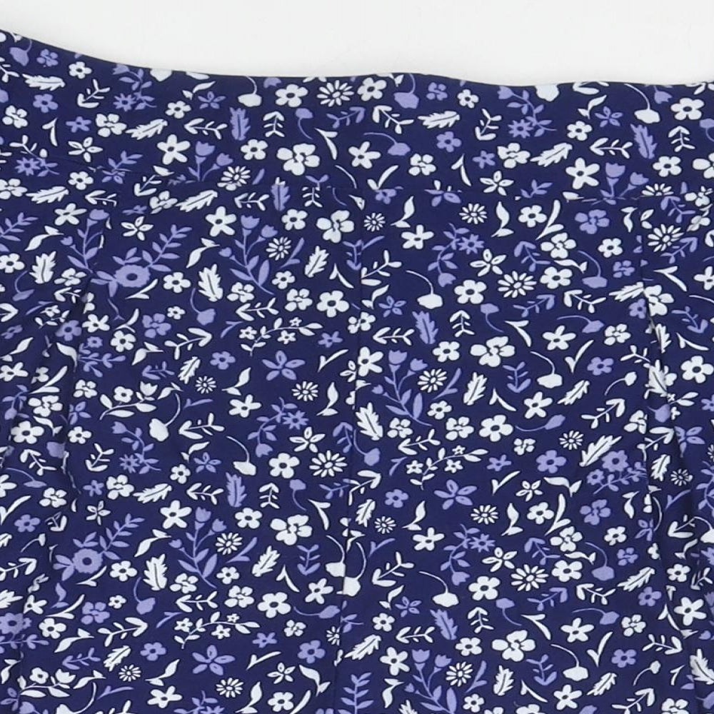 Ellie B Womens Blue Floral Polyester Basic Shorts Size 10 L6 in Regular Pull On - Size 10-12
