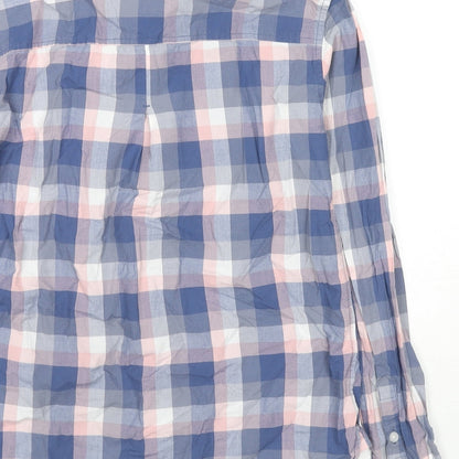 Jack Wills Womens Blue Check Cotton Basic Button-Up Size 8 Collared