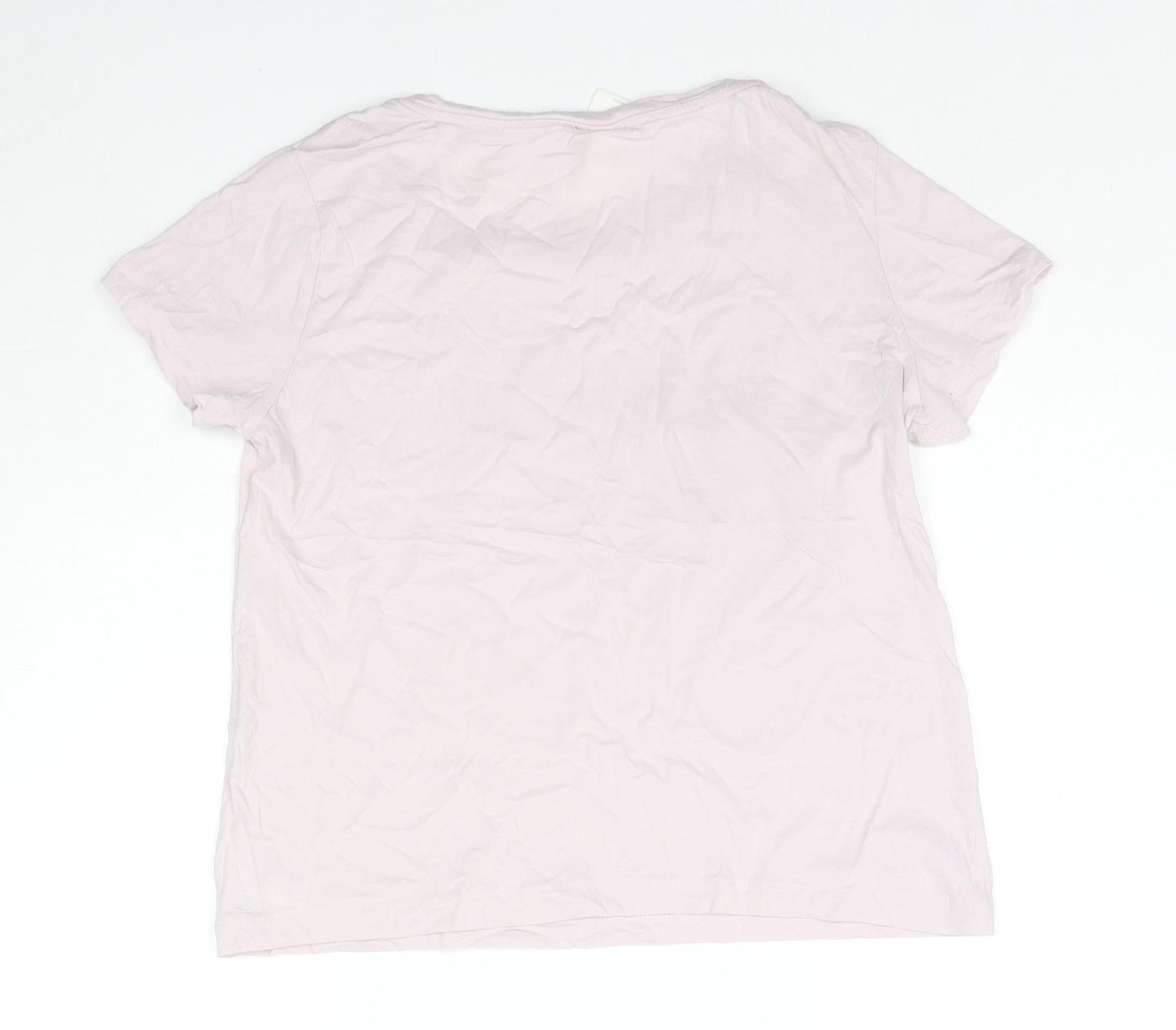 H&M Womens Pink Cotton Basic T-Shirt Size S Round Neck