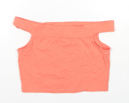 ASOS Womens Orange Cotton Cropped Tank Size 8 Off the Shoulder