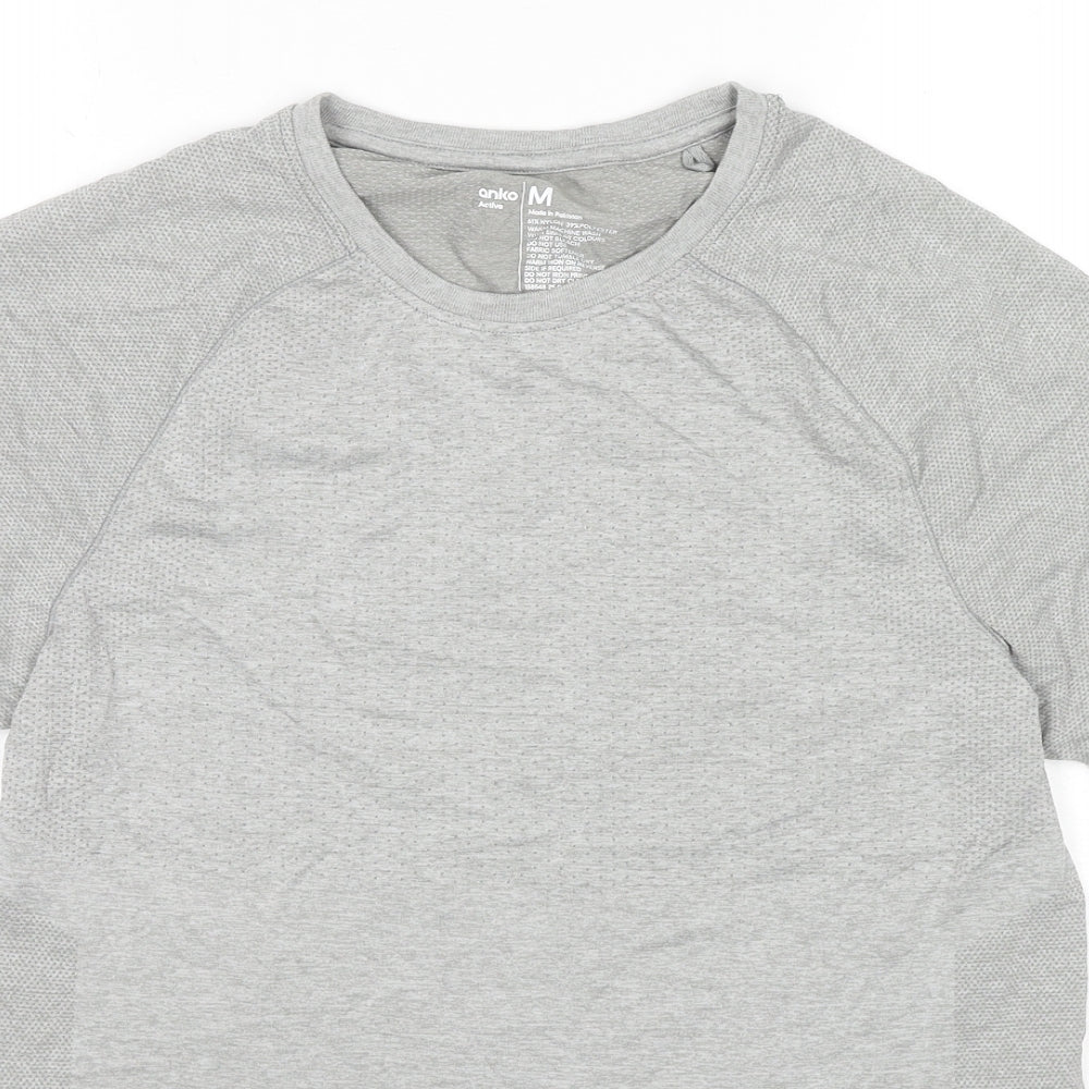 Anko Mens Grey Nylon Pullover T-Shirt Size M Round Neck Pullover