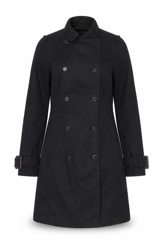 Zara Womens Black Trench Coat Jacket Size XS Button