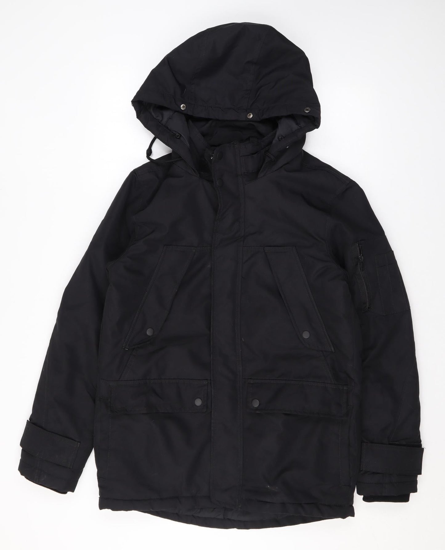Bershka Mens Black Rain Coat Coat Size S Zip