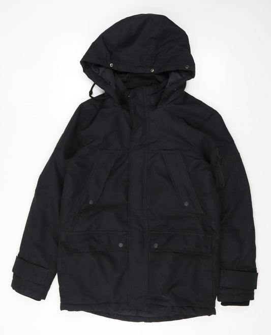 Bershka Mens Black Rain Coat Coat Size S Zip