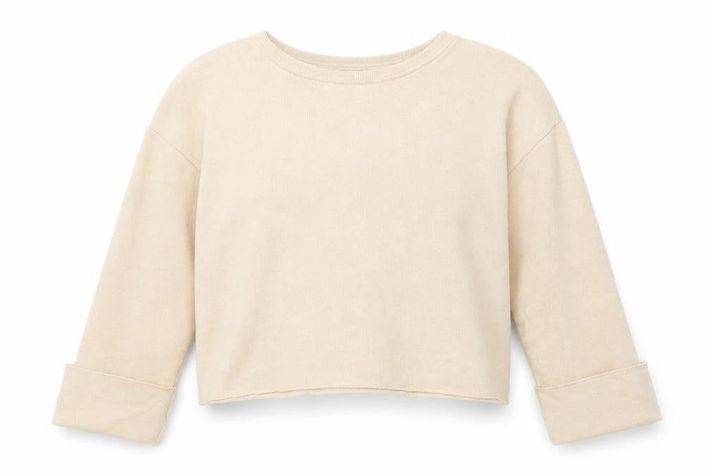 Zara Womens Beige Viscose Pullover Sweatshirt Size M Pullover - Cropped