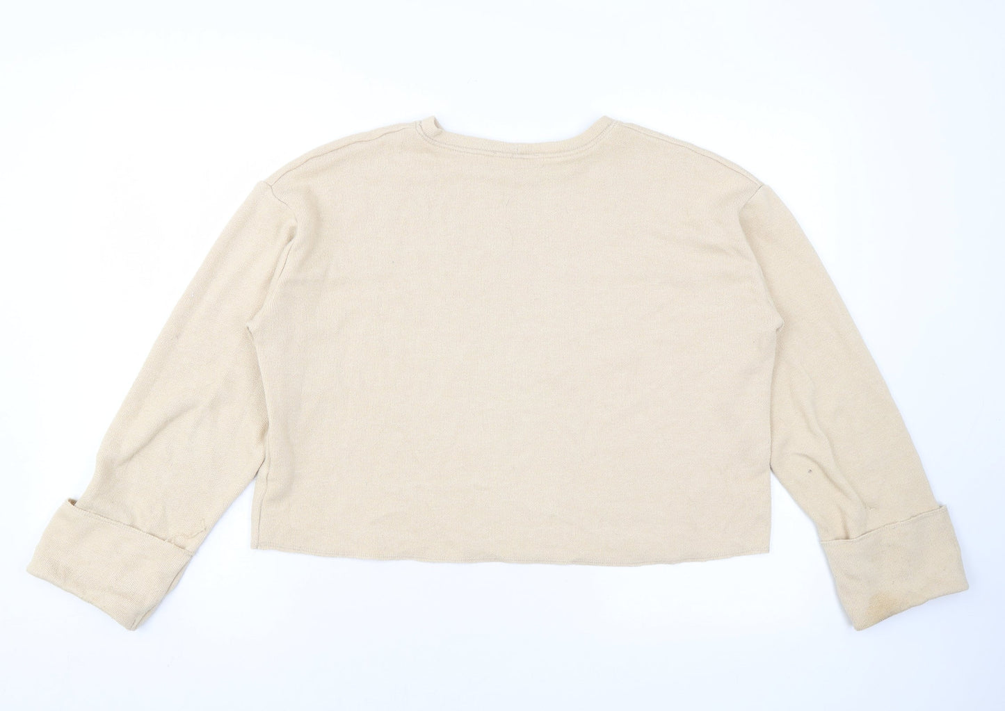 Zara Womens Beige Viscose Pullover Sweatshirt Size M Pullover - Cropped