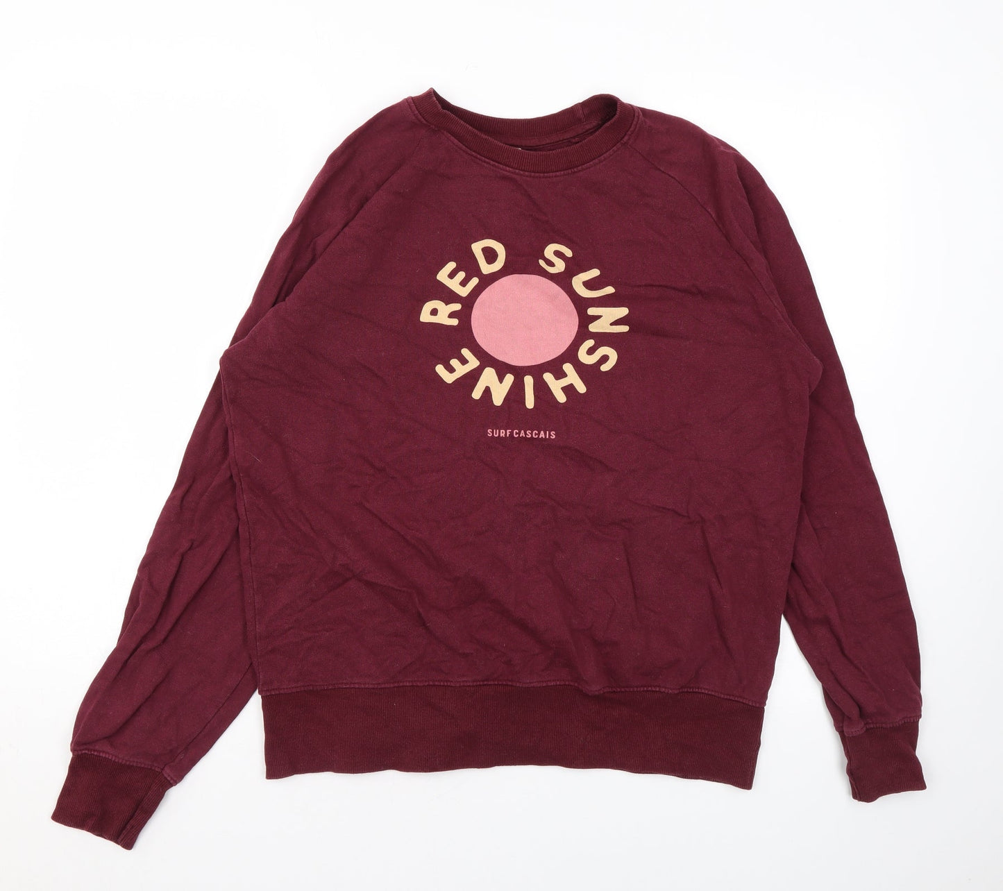 Earth Positive Womens Red Cotton Pullover Hoodie Size M Pullover - Red Sun image