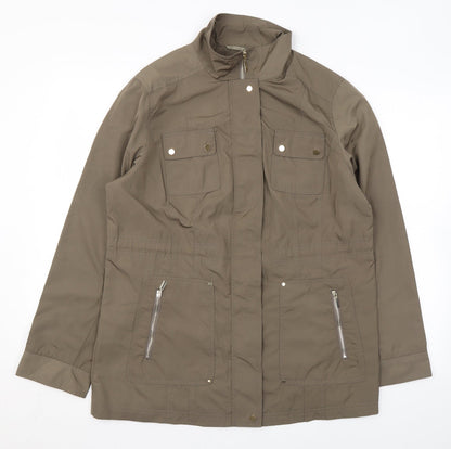 Classics Womens Brown Rain Coat Coat Size 14 Zip
