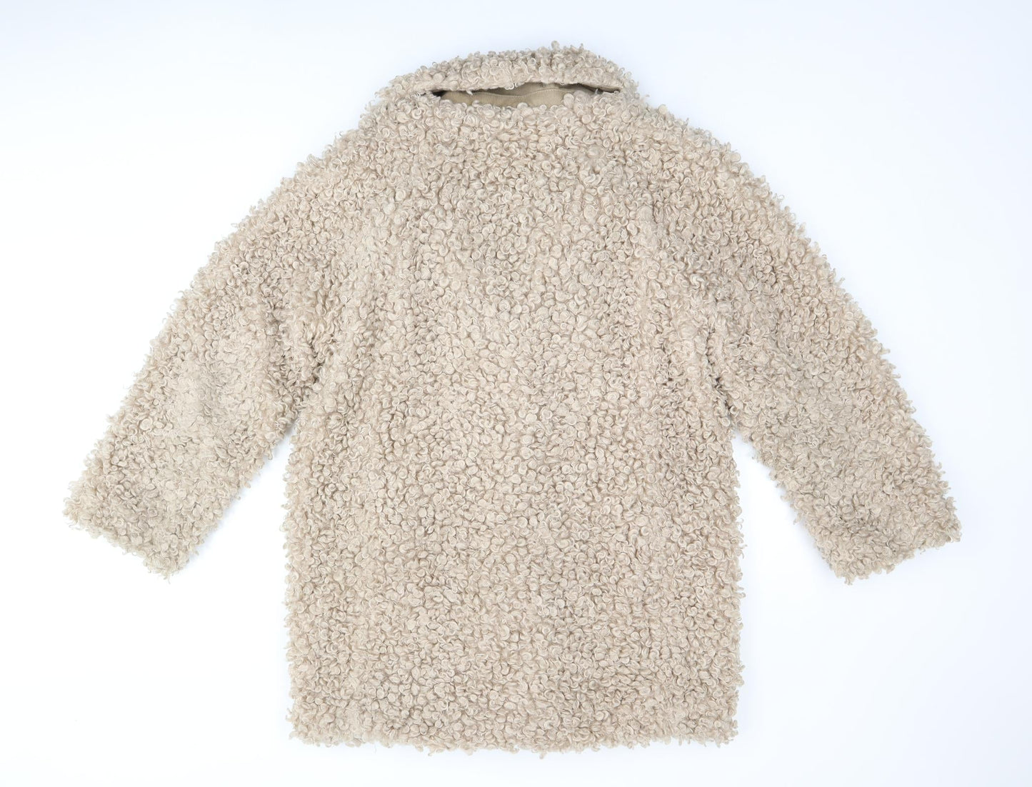 Zara Womens Beige Overcoat Coat Size S Button