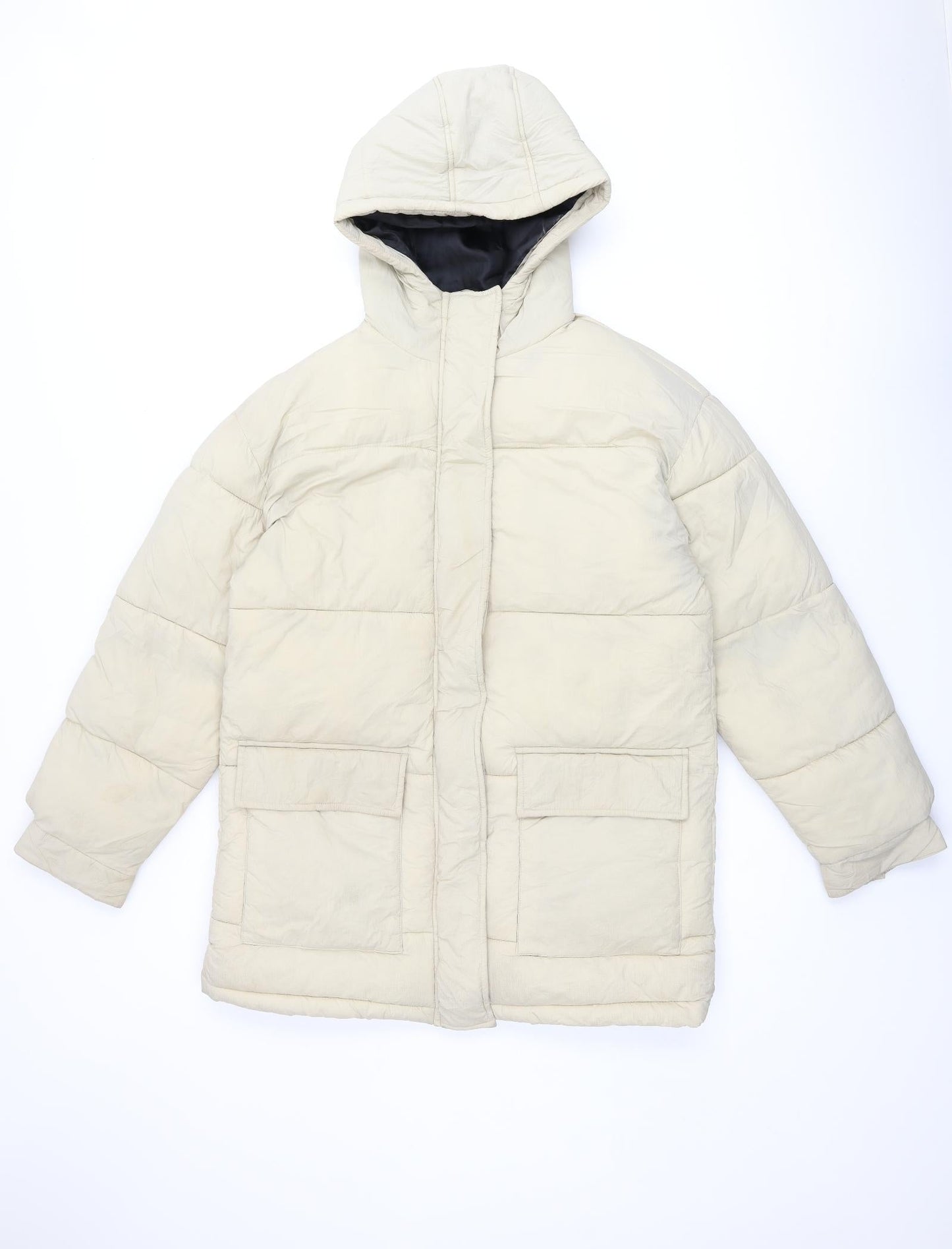 Topshop Womens Beige Puffer Jacket Coat Size 10 Zip