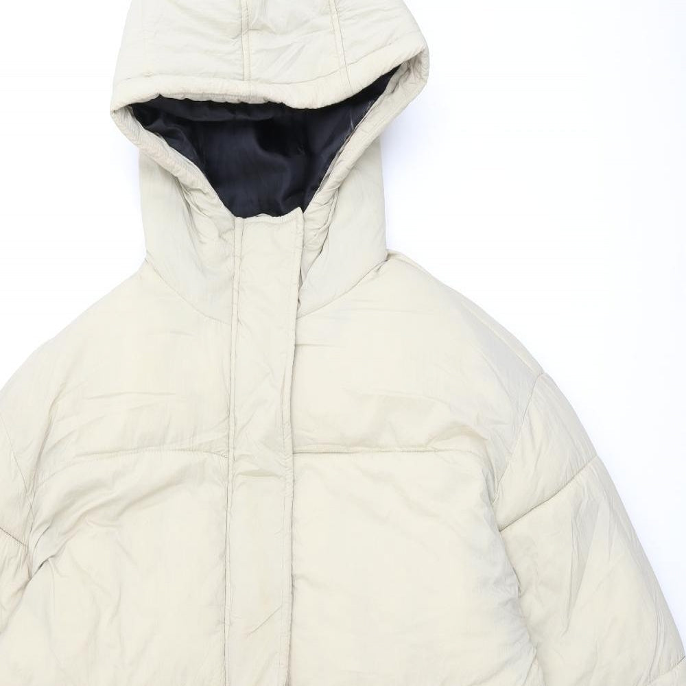 Topshop Womens Beige Puffer Jacket Coat Size 10 Zip
