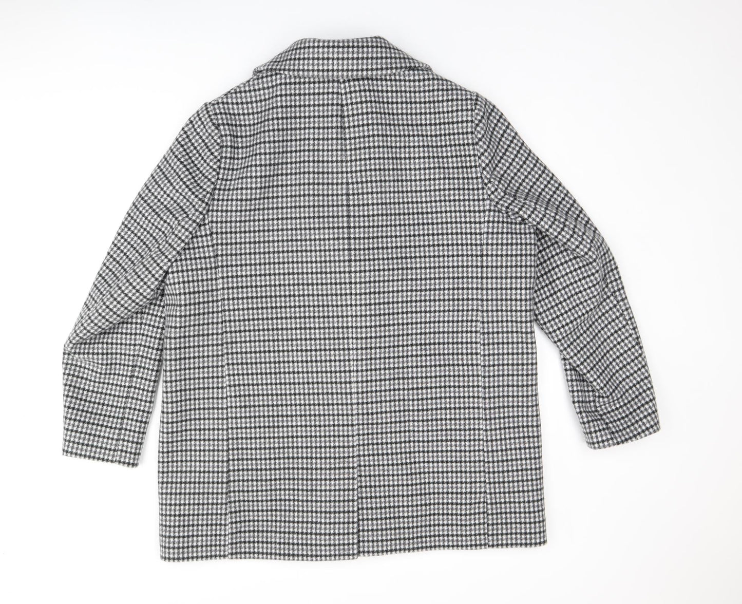 Marks and Spencer Womens Grey Plaid Overcoat Coat Size 18 Button