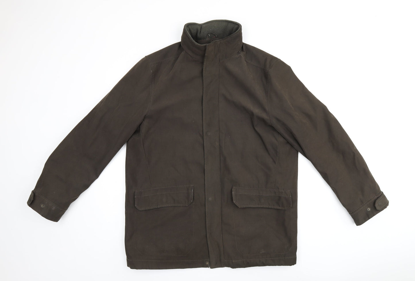 Debenhams Mens Green Overcoat Coat Size S Zip