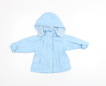 Additional front view of Martis girls’ blue overcoat coat, size S, zip