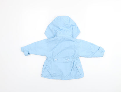 Back view of Martis girls’ blue overcoat coat, size S, zip