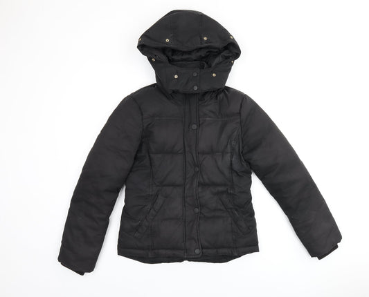 Topshop Womens Black Puffer Jacket Coat Size 6 Zip