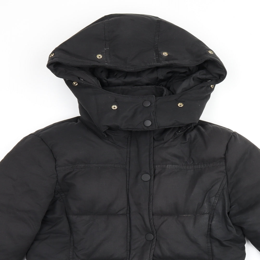 Topshop Womens Black Puffer Jacket Coat Size 6 Zip