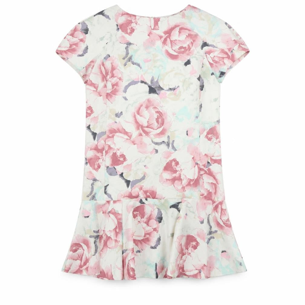 Marks & Spencer Womens Multicoloured Floral Polyester Shift Size 14 Boat Neck Zip - Ruffle