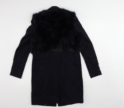 Topshop Womens Blue Overcoat Coat Size 6 Snap