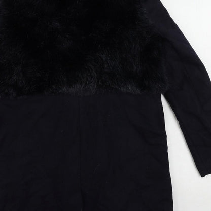 Topshop Womens Blue Overcoat Coat Size 6 Snap