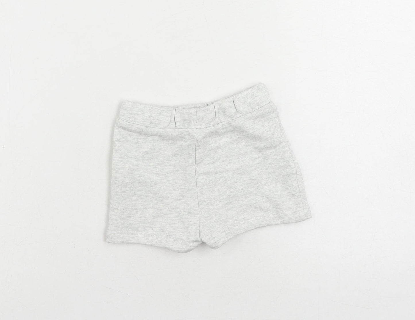 Marks and Spencer Baby Grey Cotton Jogger Trousers Size 6-9 Months Drawstring - Cropped