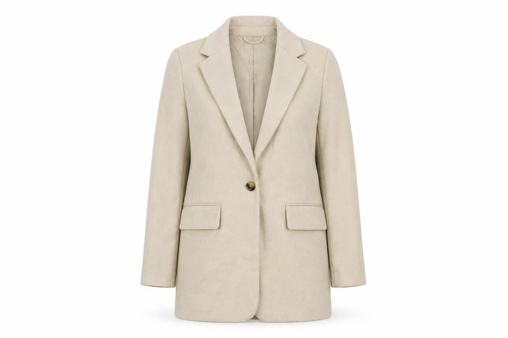 H&M Womens Beige Overcoat Coat Size S Button