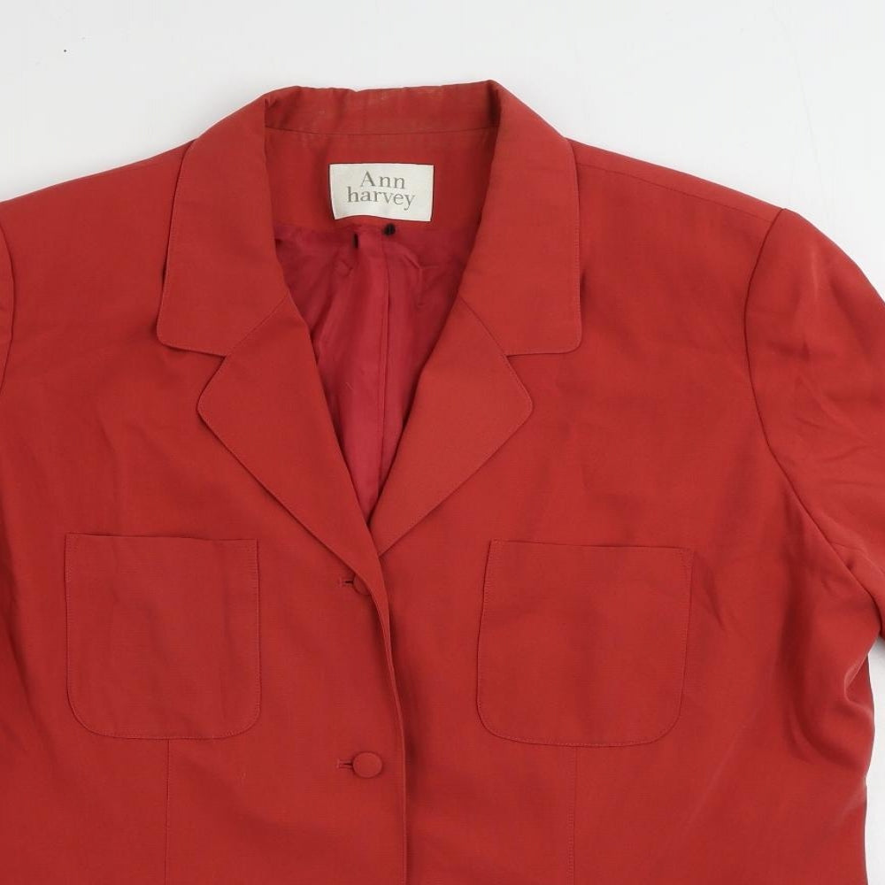 Ann Harvey Womens Red Jacket Coat Size 20 Button