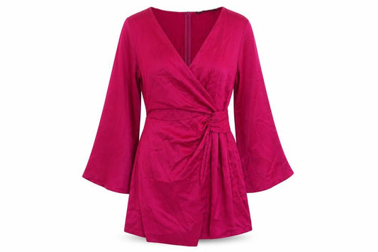 Zara Womens Pink Polyester Mini Size M V-Neck Zip