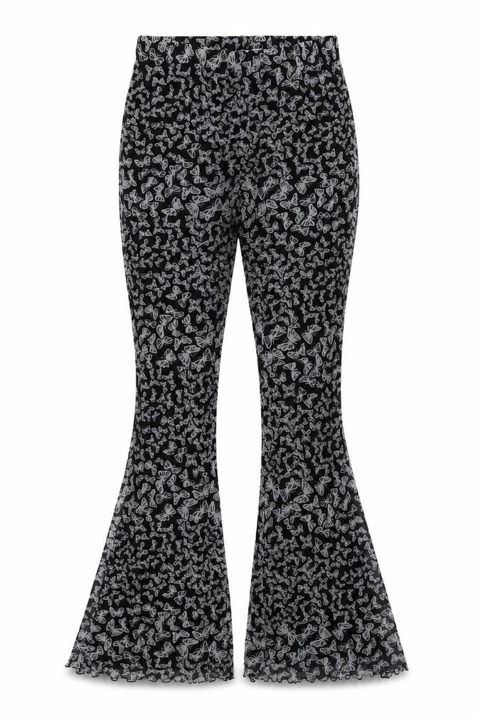 Front view of Urban renewal women’s grey geometric polyester trousers, size M, 31-inch leg regular - elastic waist