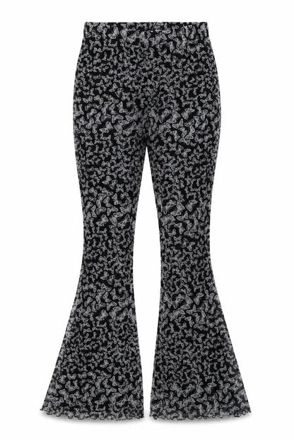 Front view of Urban renewal women’s grey geometric polyester trousers, size M, 31-inch leg regular - elastic waist