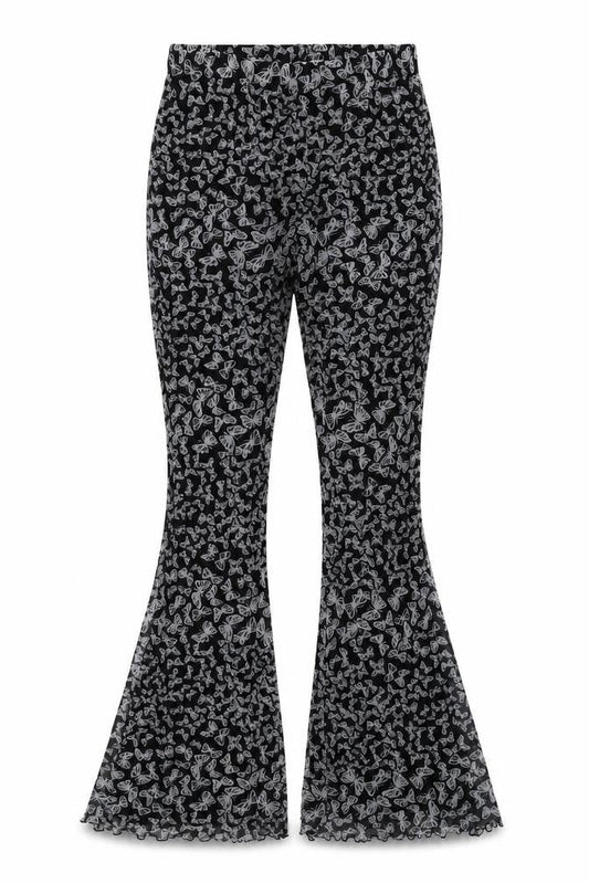 Front view of Urban renewal women’s grey geometric polyester trousers, size M, 31-inch leg regular - elastic waist