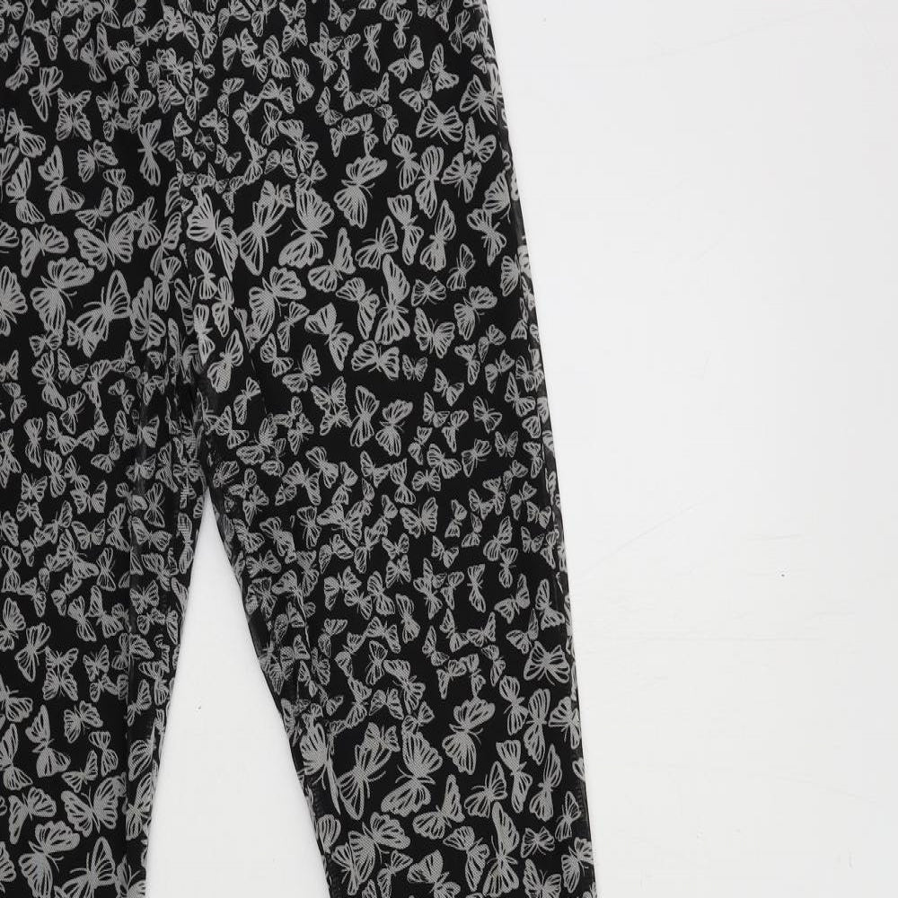 Close-up detail of Urban renewal women’s grey geometric polyester trousers, size M, 31-inch leg regular - elastic waist