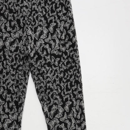 Close-up detail of Urban renewal women’s grey geometric polyester trousers, size M, 31-inch leg regular - elastic waist