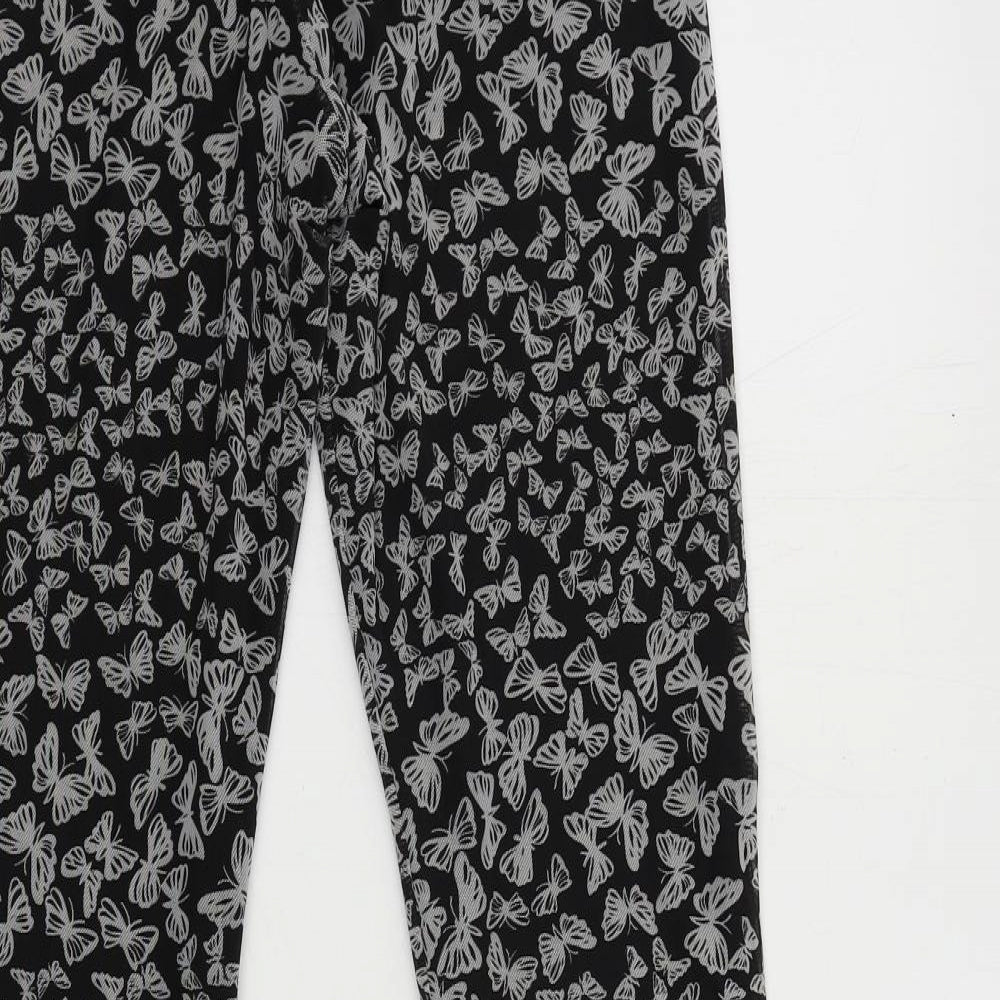 Brand and care label for Urban renewal women’s grey geometric polyester trousers, size M, 31-inch leg regular - elastic waist