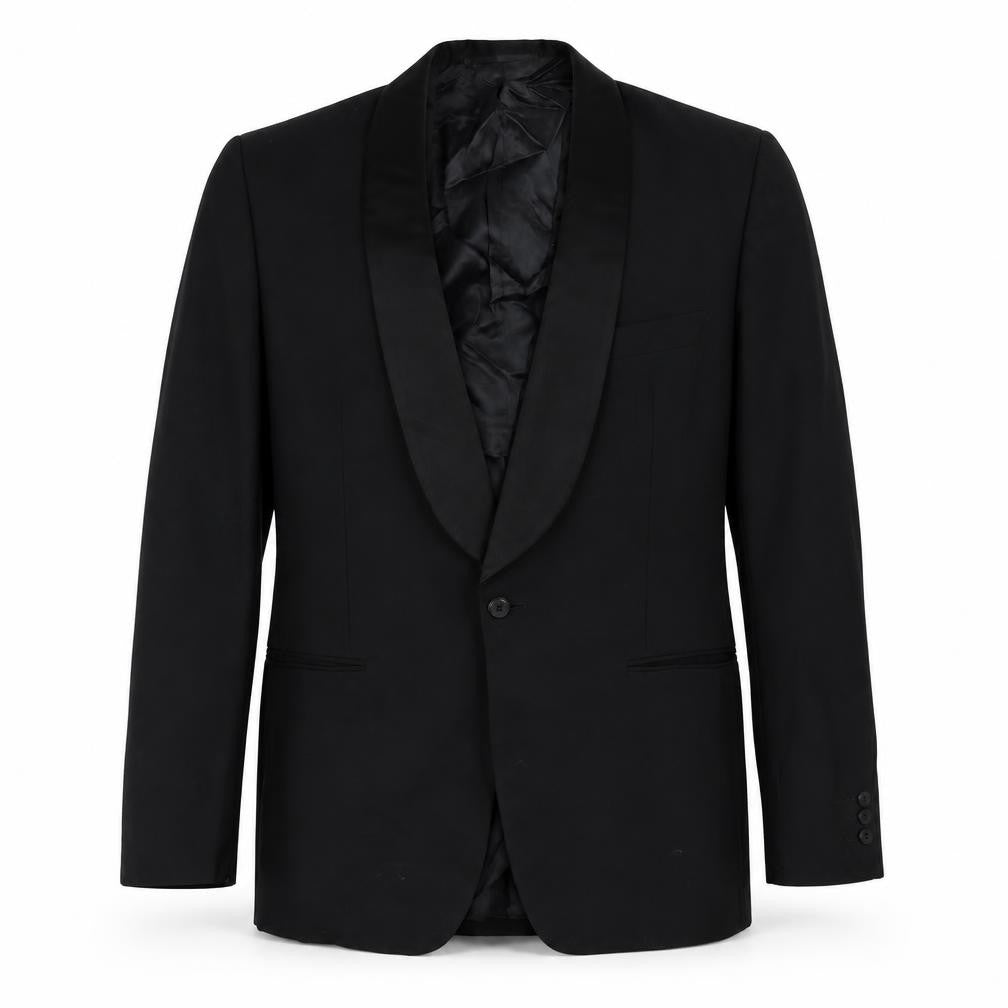 Valero Mens Black Wool Tuxedo Suit Jacket Size 42 Regular