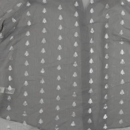 Next Womens Grey Geometric Polyester Basic Button-Up Size 10 Round Neck - Christmas Tree Print