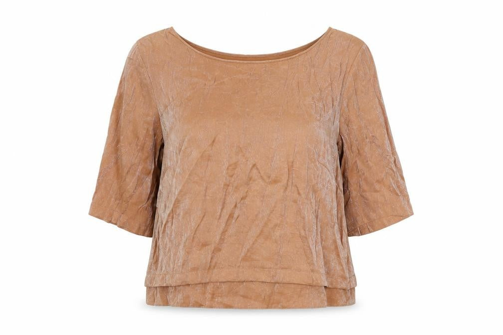 River Island Womens Beige Polyester Basic Blouse Size 14 Boat Neck - Metallic