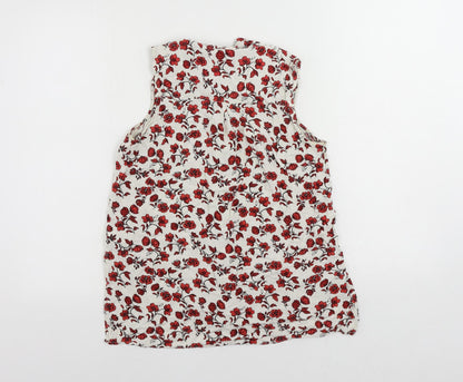 H&M Womens White Floral Viscose Basic Button-Up Size 8 Collared