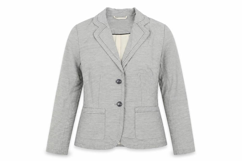 Marks & Spencer Womens Grey Striped Jacket Blazer Size 10 Button