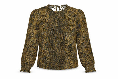 Zara Womens Brown Animal Print Viscose Basic Blouse Size L Round Neck