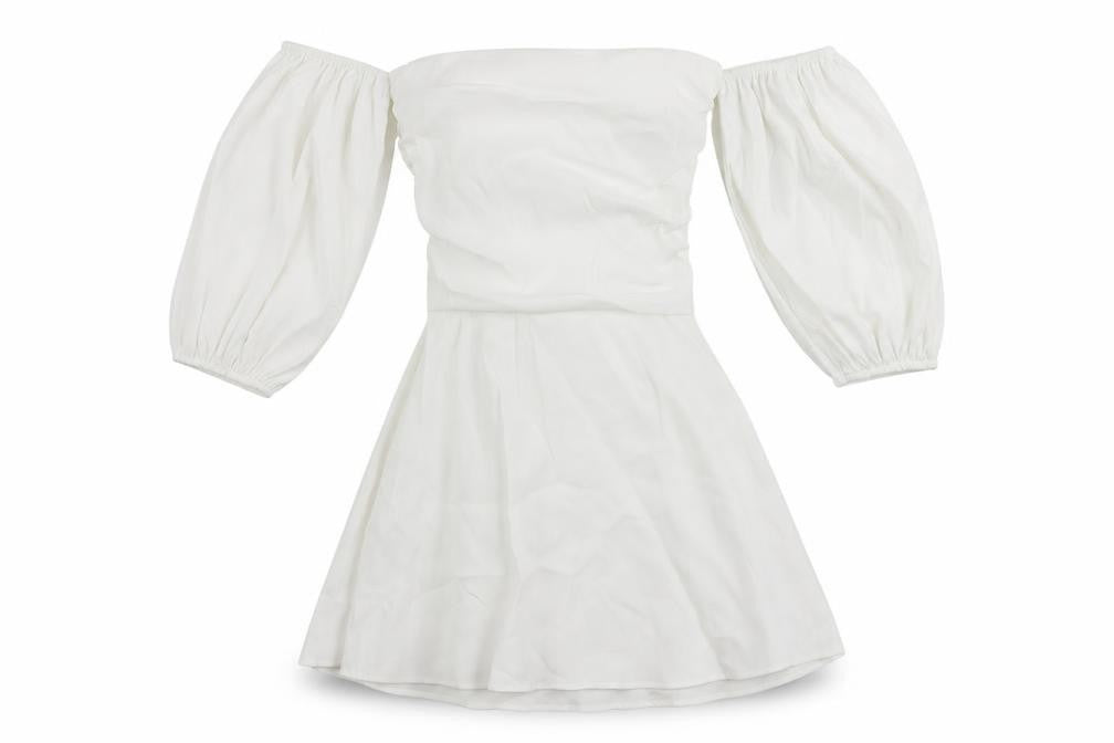 Zara Womens White Polyester Mini Size S Off the Shoulder Zip