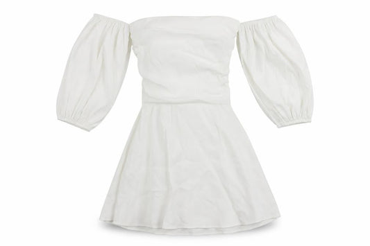 Zara Womens White Polyester Mini Size S Off the Shoulder Zip