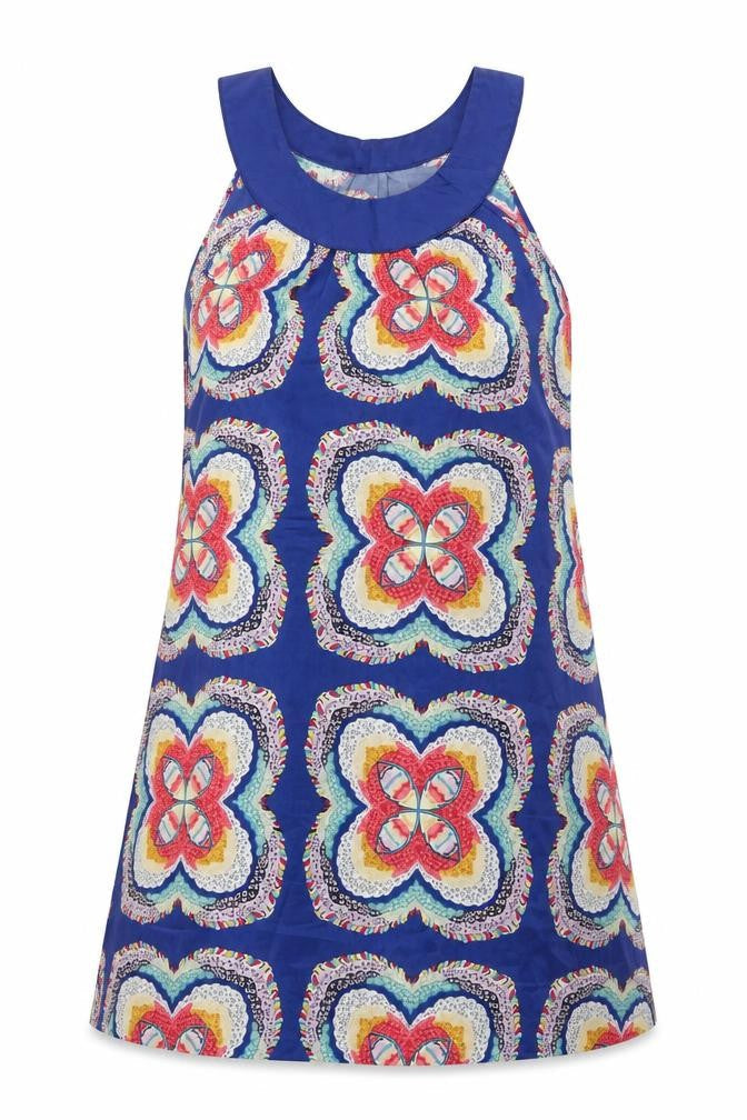 New York Laundry Womens Blue Floral Polyester Shift Size 10 Round Neck Pullover