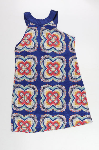 New York Laundry Womens Blue Floral Polyester Shift Size 10 Round Neck Pullover